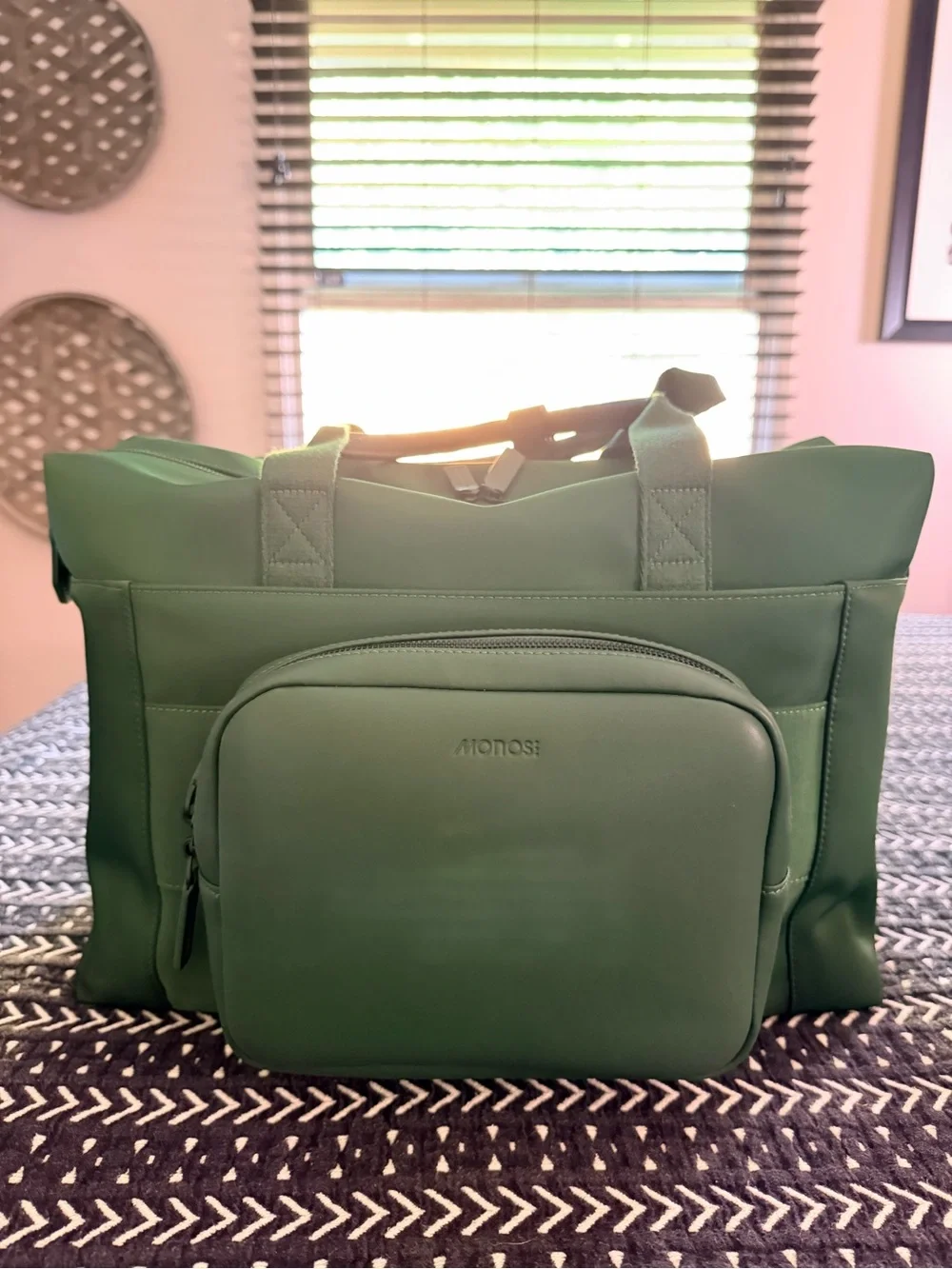 Monos Green Travel Tote with Detachable Pouch